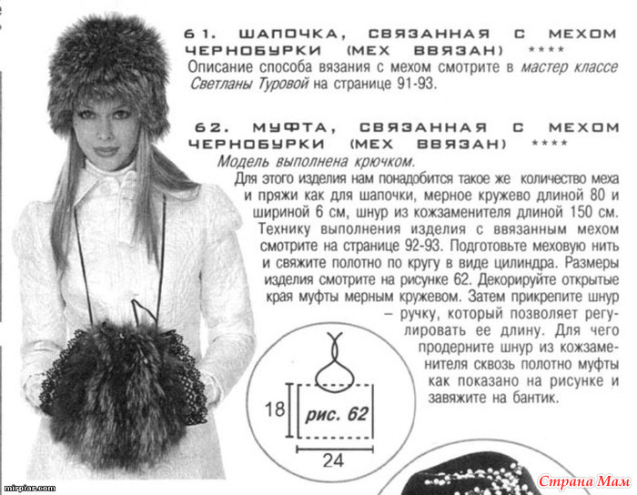 Схема вязания шапки из норки Схема вязания шапки из норки