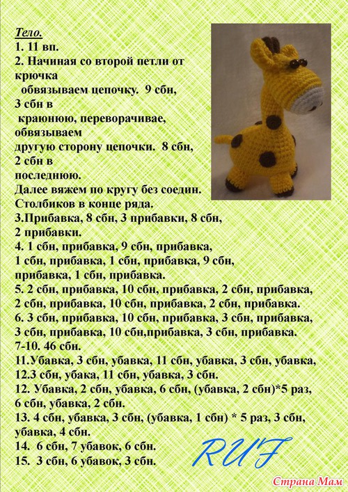 Вязаный жираф крючком с описанием и схемами для начинающих Вязаный жираф крючком с описанием и схемами для начинающих