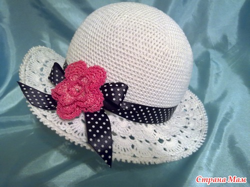 Вяжем белую шапочку с розой на лето!!! Присоединяйтесь!