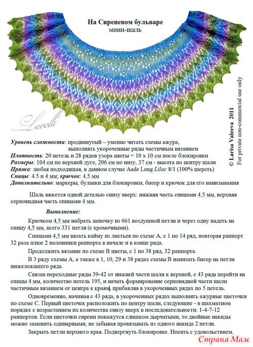 Схема вязания полукруглой шали спицами 27