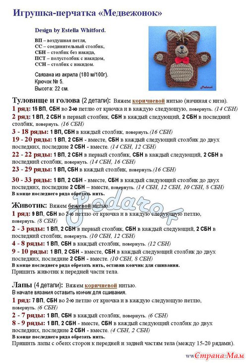 Пальчиковый театр схема вязания